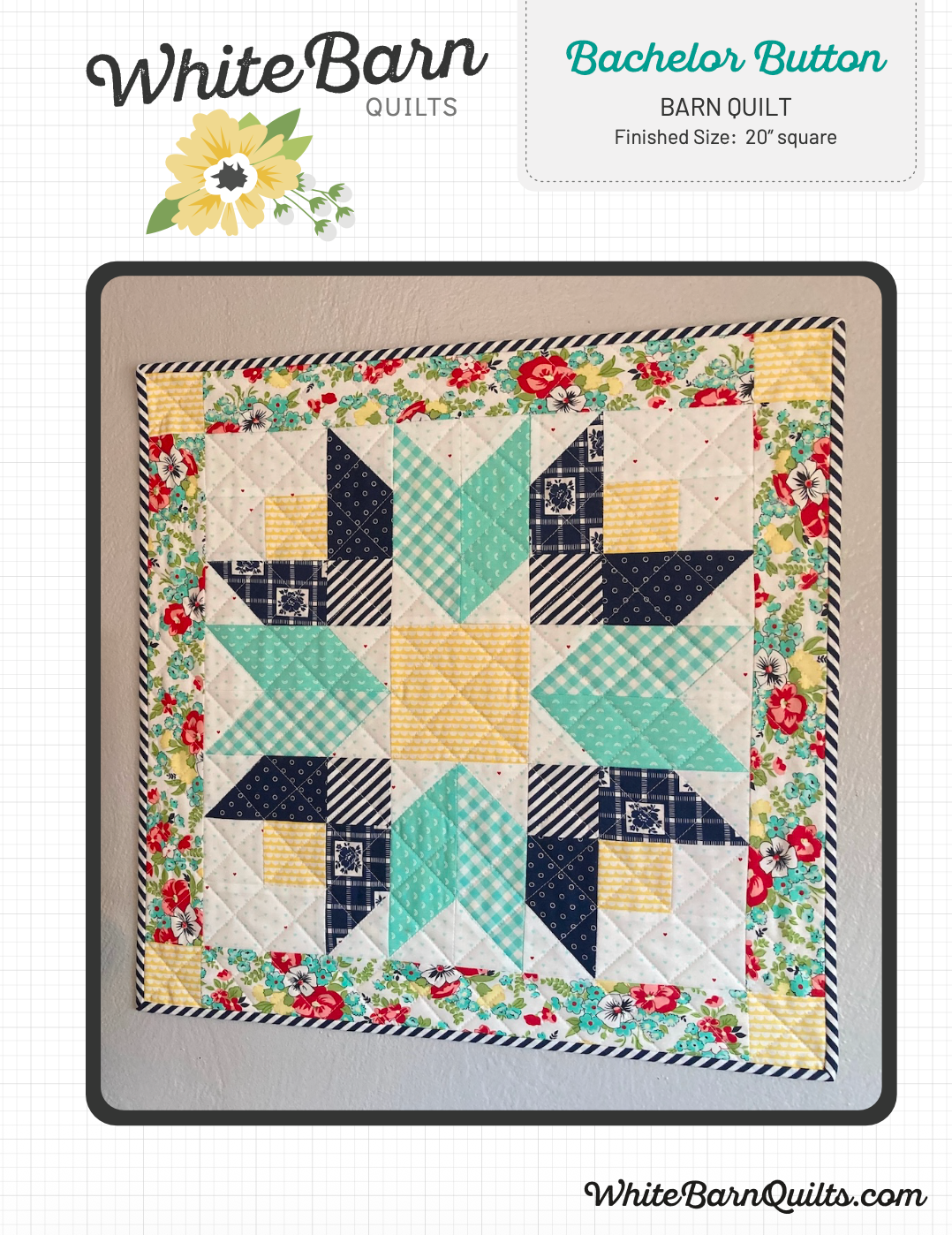 Bachelor Button Barn Quilt PDF Pattern