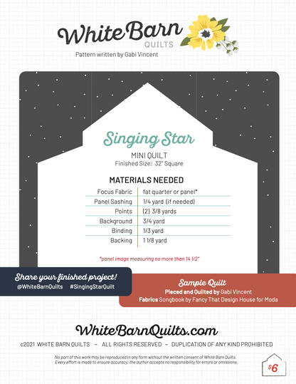 Singing Star PDF Pattern